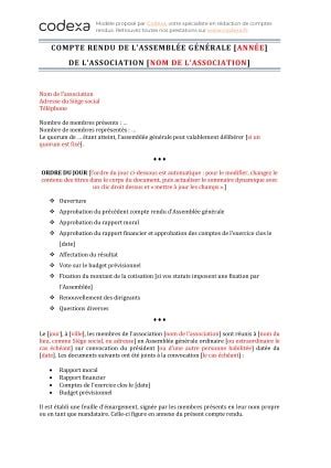 Modèles de compte rendu d'Assemblée générale d'association ...