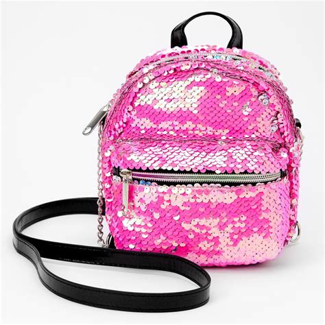 Reversible Sequin Mini Backpack Crossbody Bag Pink Claires Us