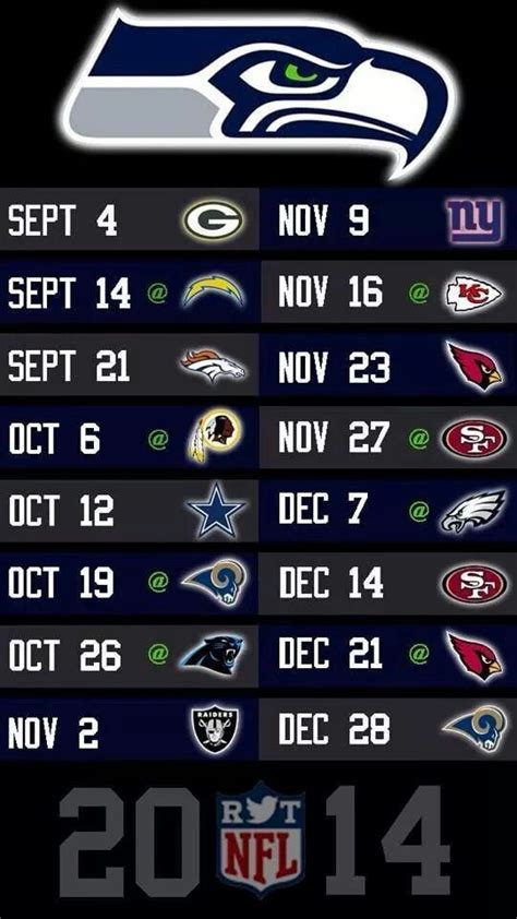 2014 schedule | Seattle seahawks football, Seahawks, Seahawks game