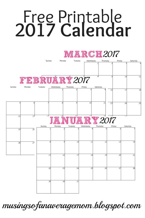 free printable 2017 calendar | 2017 calendar printable free, Free printable calendar, Printable ...