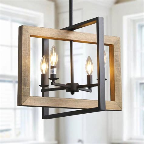 Now avaible big size ! LNC 4-Light Black Geometric Wood Candelabra Chandelier ...