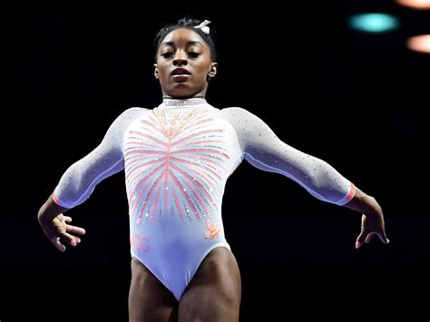 On sunday, she wore another black gk elite leotard from her own collection, this time with the rhinestone goat embellishment on her hip. Simone Biles wore a rhinestone goat on her leotard during ...