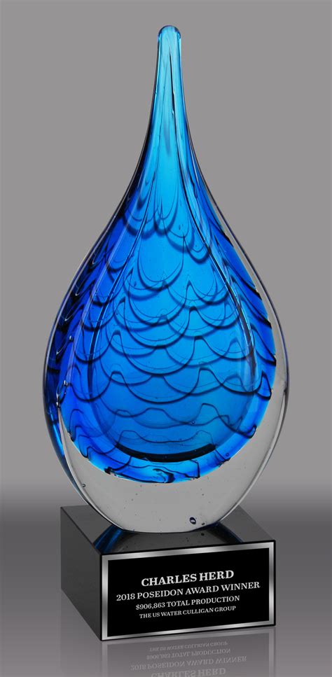 Raindrop Art Glass Award Trophy Depot