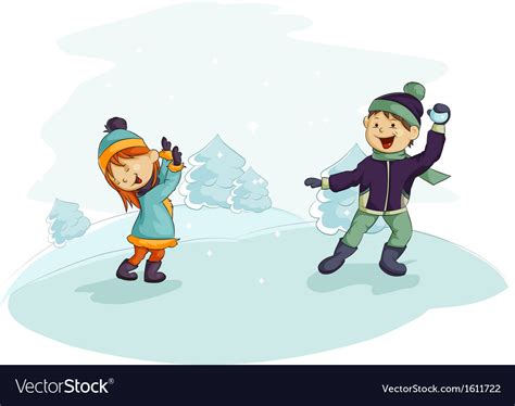 A Snowball Fight Royalty Free Vector Image Vectorstock