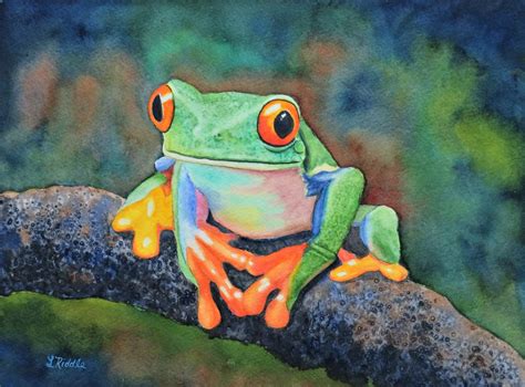 Tree Frog 2 Watercolor Original Painting Colorful Frog On A Etsy