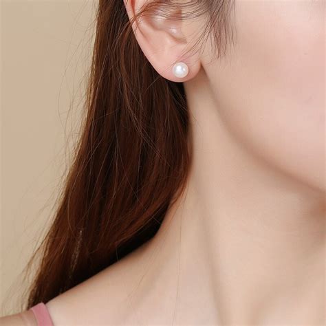 Genuine Freshwater Pearl Studs Mm Sterling Silver Earrings Etsy Uk