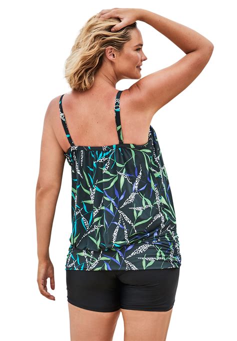 Swimsuits For All Womens Plus Size Lightweight Blouson Tankini Top Ebay