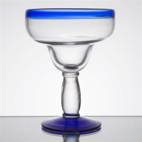 Libbey 92315 Aruba 16 Oz Margarita Glass With Cobalt Blue Rim And Base 12 Case