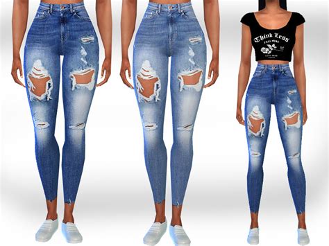 The Sims Resource Female Full Ripped Jeans