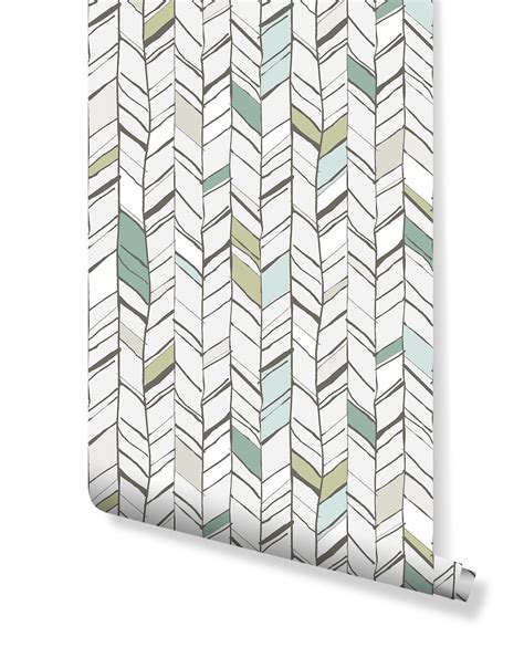 Peel And Stick Hand Drawn Chevron Wall Accent Wall Paper Self Adhesive