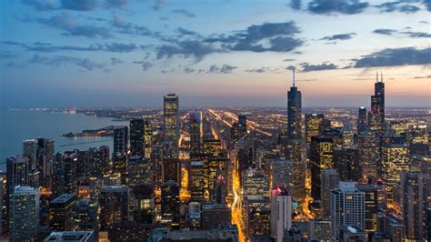 Chicago Usa Skyscrapers Night View From Above 4k Usa Skyscrapers