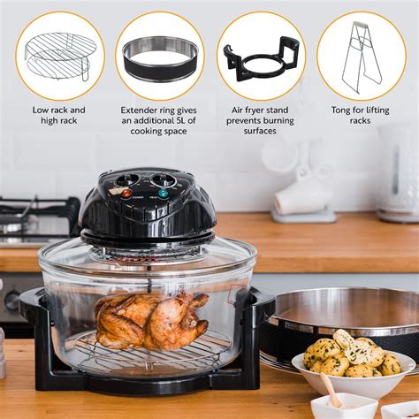 L Halogen Air Fryer Rotary Convection Oven Multi Cooker Low Fat Health Black Ebay