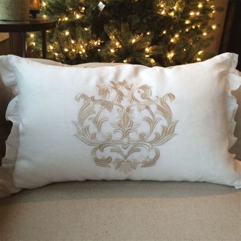 Powerful and easy to use. White Linen Decor Pillow with taupe | Damask decor ...