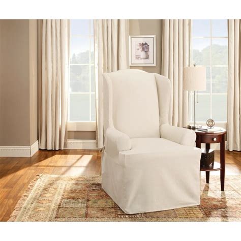 Sure Fit Cotton Duck T Cushion Wingback Slipcover And Reviews Wayfair