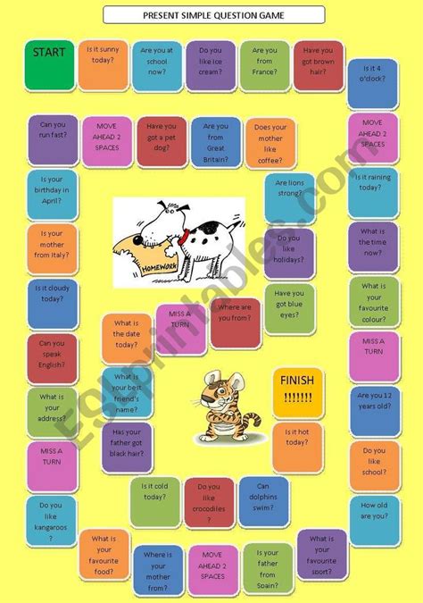 Present Simple Questions Board Game Fully Editable Esl Worksheet By