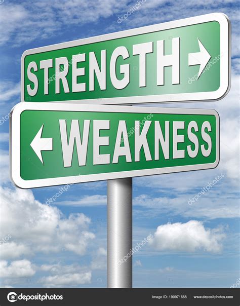 Strength Weakness Sign Boards Cloudy Sky Background — Stock Photo