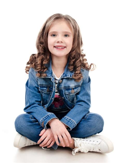 Cute Smiling Little Girl Sitting On The Floor Stock Photo Image Of