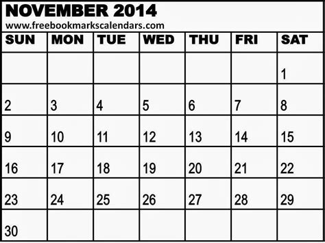 Free Printable Calendars 2016 11b Blank Calendar November 2014