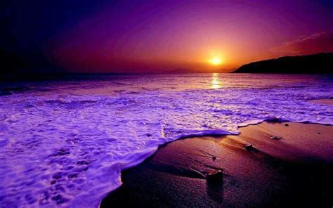 Peaceful Purple Beach Purple Sunset Pink Sky Beautiful World