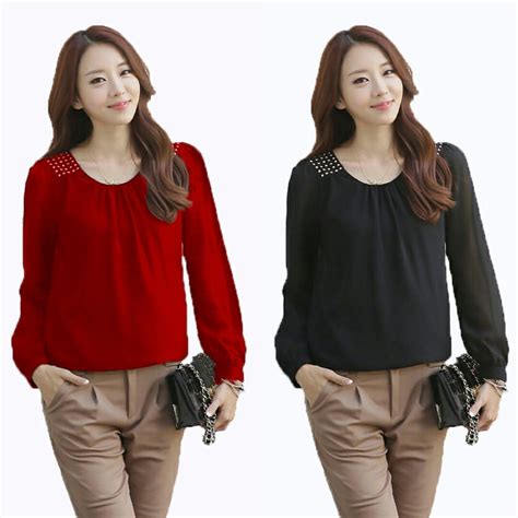 Ukuran baju wanita dewasa pola jahitan pembuatan pola menjahit. Jual Blouse Wanita Model Lengan Panjang Warna Hitam dan ...