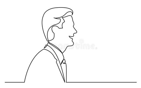 Continuous Line Drawing Of Isolated On White Background Profile