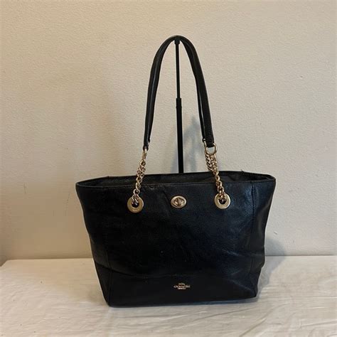 Coach Bags Coach Pebbled Leather Turnlock Chain Tote 27 Poshmark