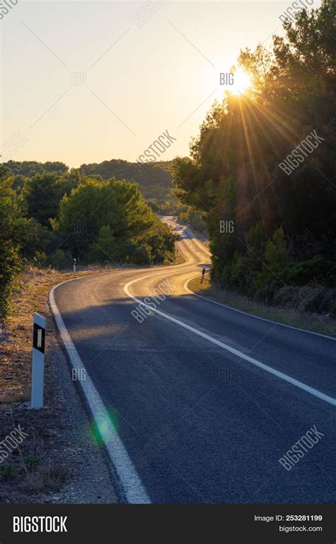 Winding Road Sunset On Image And Photo Free Trial Bigstock