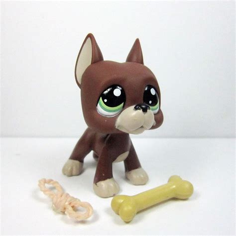 Littlest Pet Shop Lps 1519 Chocolate Brown Great Dane Green Eyes Bone