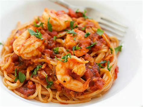 Spaghetti Aux Crevettes Sauce Tomate