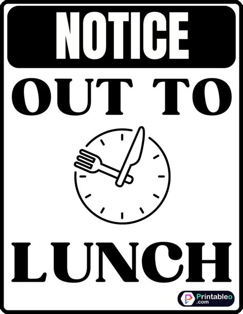 Printable Out To Lunch Sign Download FREE PDFs