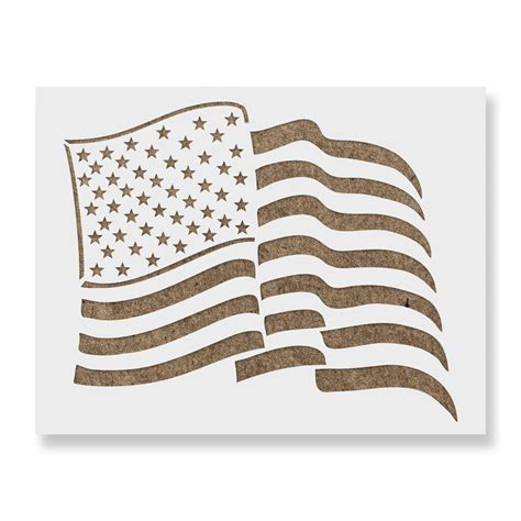 Waving American Flag Stencil