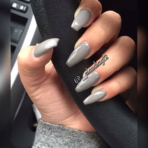 Gray Coffin Nails Chanel Nails Coffin Nails Prom Nails