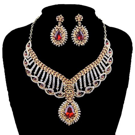 buy new indian fashion bridal statement jewelry sets austrian crystal necklace