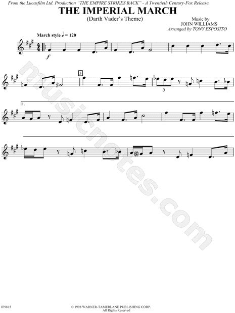 The Imperial March From Star Wars Sheet Music In F Minor Download