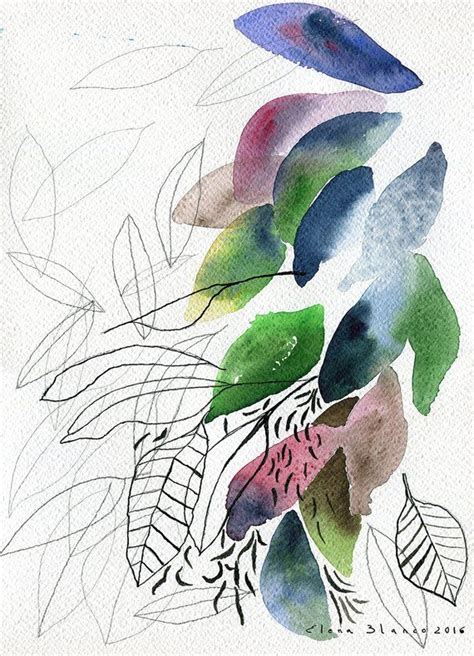 Original Watercolour Abstract Leaf Illustration Nature Painting