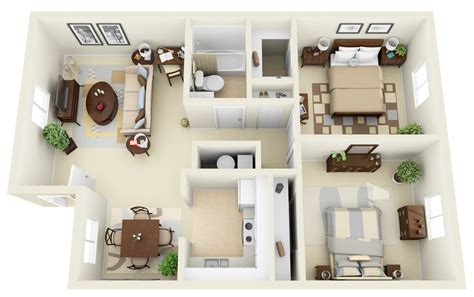 50 3d Floor Plans Lay Out Designs For 2 Bedroom House Or Apartment