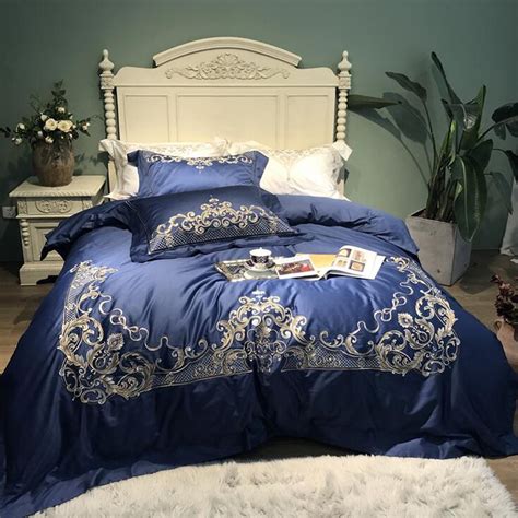 New Premium Luxury 120s Egyptian Cotton Embroidered Bedding Set Queen