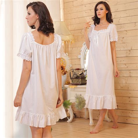 2016 Limited Summer Dress Lace Victoria Princess Nightgown Female Short Sleeve 100 Cotton