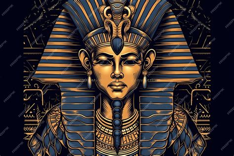 Premium Ai Image Color Portrait King Tutankhamun Mask Ancient