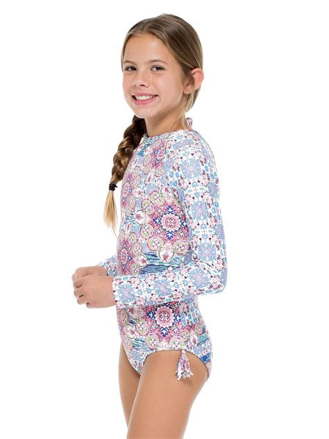 Girls One Piece Swimsuit With Long Sleeves Azucar Rush