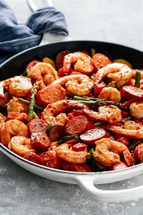 Search recipes by category, calories or servings per recipe. Shrimp and Sausage Vegetable Skillet (Great for a Healthy ...