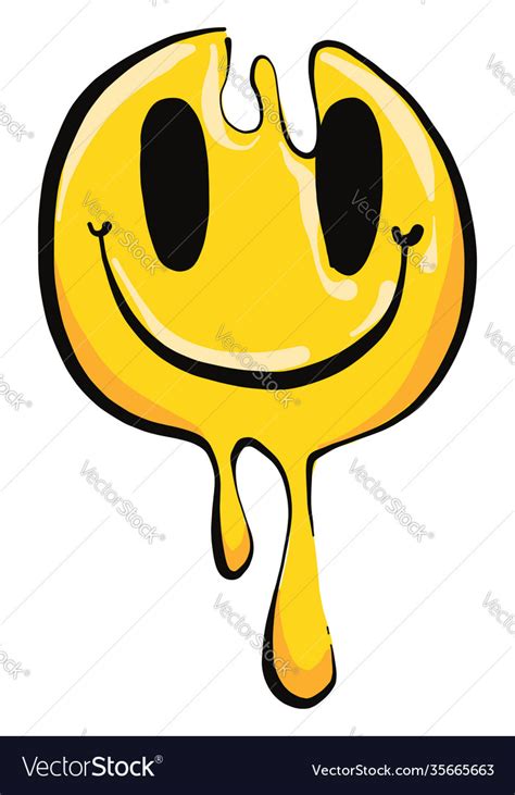 Melted Smiley Face On A White Background Vector Image