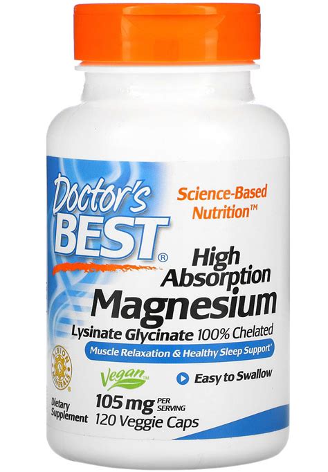 Doctors Best High Absorption Magnesium Lysinate Glycinate 100 Chelated