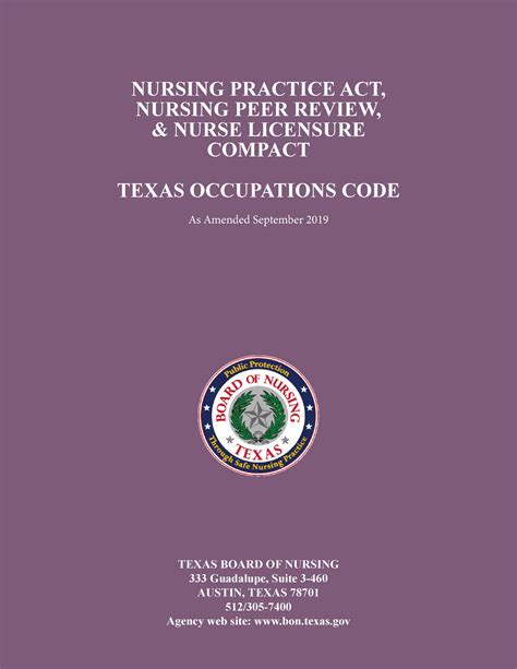 Texas Board Of Nursing Nursing Practice Act 2019 Download From Bon2