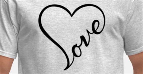 Love Cursive Heart Design Black Letters Mens T Shirt Spreadshirt