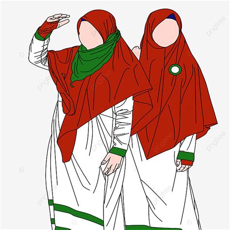 Vector Female Student Wearing A Red Hijab Hijab Santriwati Female