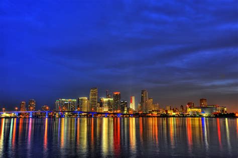 Downtown Miami Skyline At Dusk Hd Wallpaper Advantage Destination And