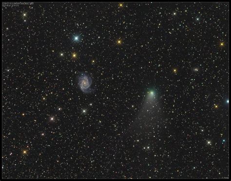 Astrophoto Comet Linear Meets A Spiral Galaxy