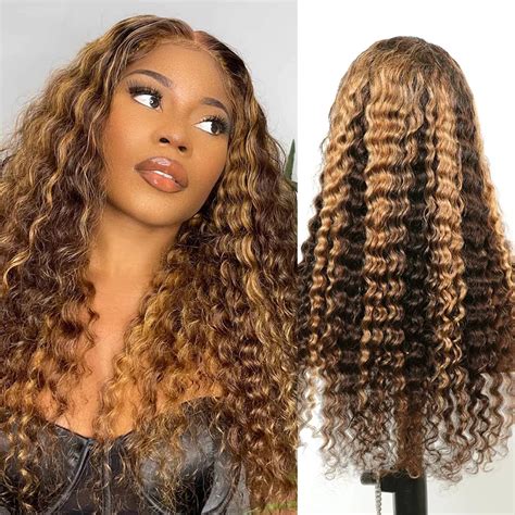 Amazon Com ISEE Hair Transparent Lace Front Wigs Human Hair Deep Wave Wigs Density Deep