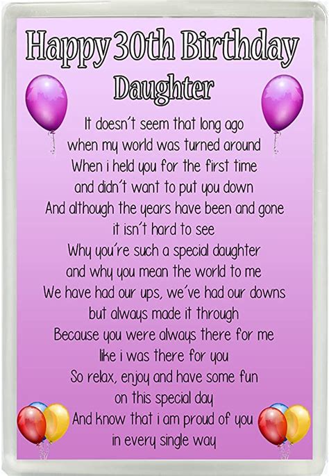 Happy 30th Birthday Daughter Poem Jumbo Fridge Magnet Ideal Birthday